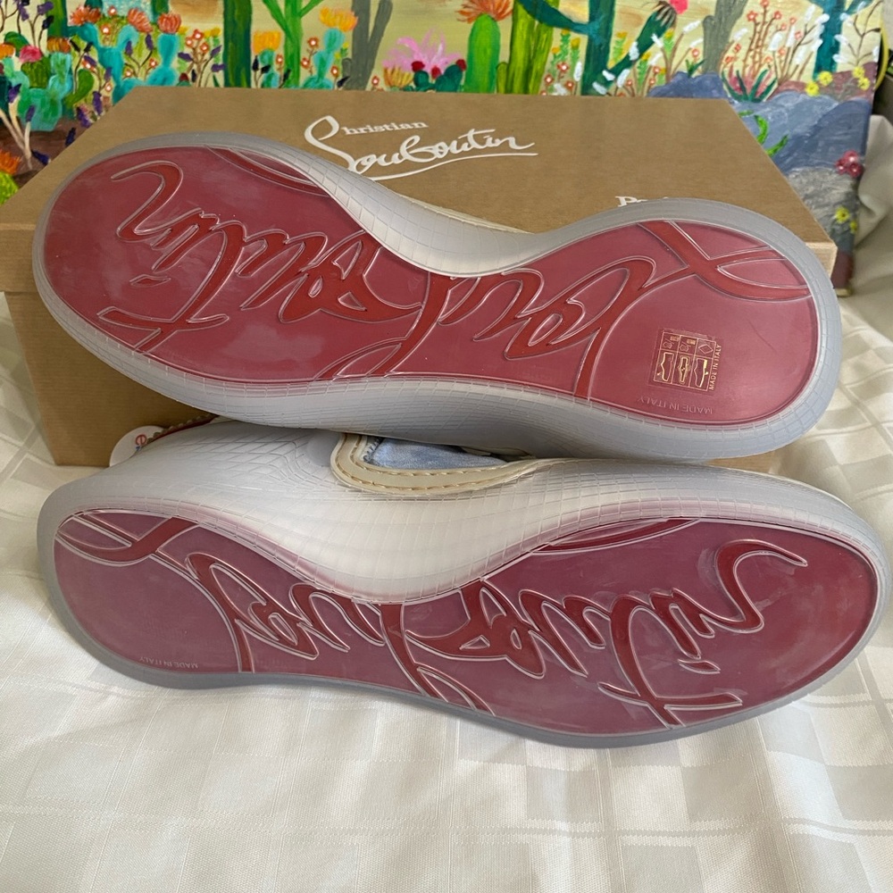 Christian Louboutin Arpoador Flat, Suede Sneakers, Blue/Wht, Men’s EU 43/US 10 - Picture 9 of 16
